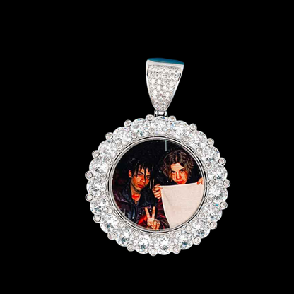 Fully Iced Out Round Cut VVS Moissanite Diamond Round Memory Pendant