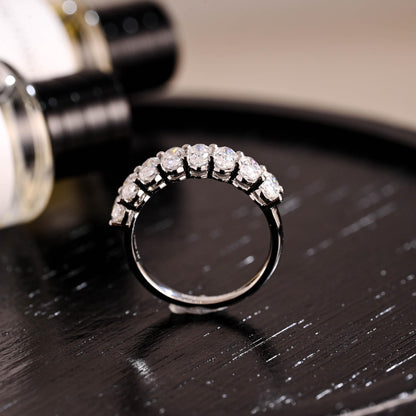 Solid Gold Crushed Ice Oval Moissanite Wedding Band, Stackable Anniversary Ring