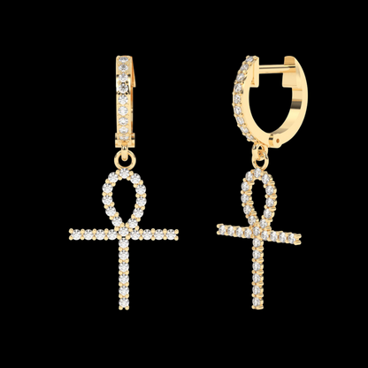 Round Cut Moissanite VVS Diamond Cross Fancy Women's Earrings