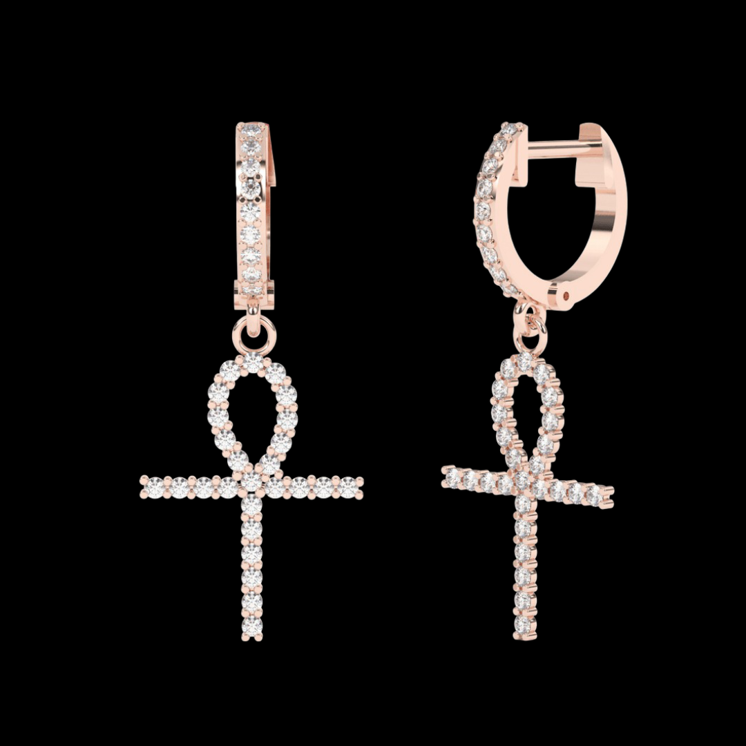 Round Cut Moissanite VVS Diamond Cross Fancy Women's Earrings