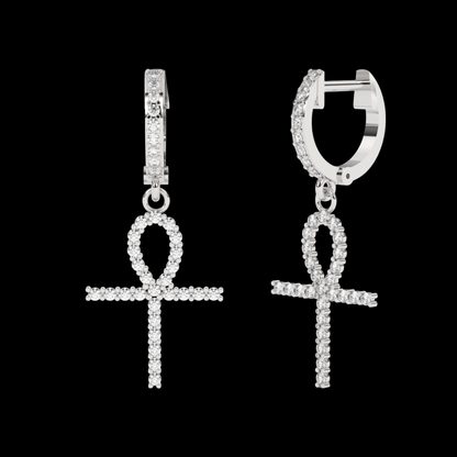 Round Cut Moissanite VVS Diamond Cross Fancy Women's Earrings