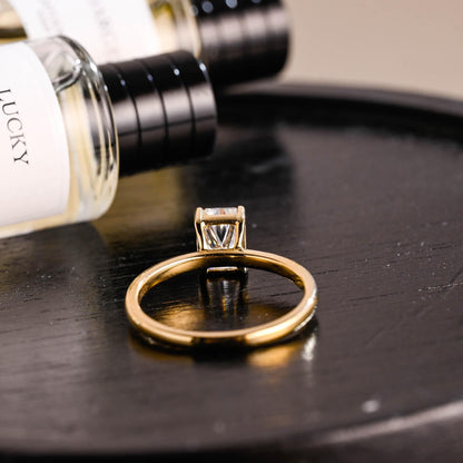 Solid Gold Crushed Ice Radiant Cut Moissanite Engagement Ring, Solitaire Ring, Anniversary Gift