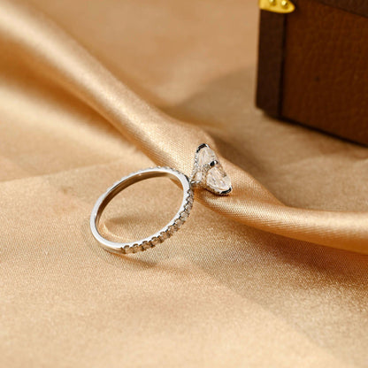 Solid Gold Tulip Setting Oval Cut Moissanite Engagement Ring, Nature Inspired Wedding Ring