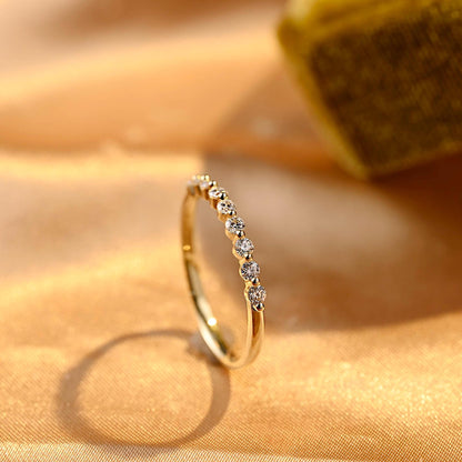 Solid Gold Moissanite Wedding Band, Half Eternity Ring