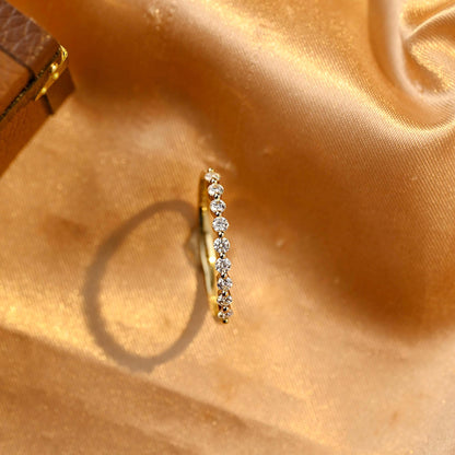 Solid Gold Moissanite Wedding Band, Half Eternity Ring