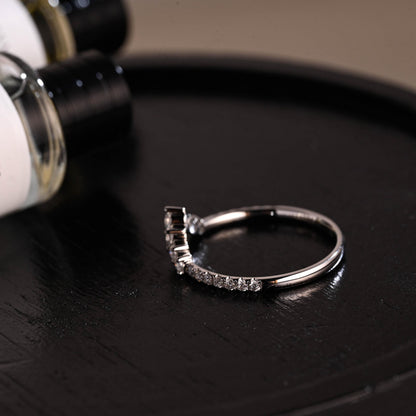 Curved Solid Gold Moissanite Wedding Band, Stacking Ring