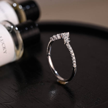 Curved Solid Gold Moissanite Wedding Band, Stacking Ring