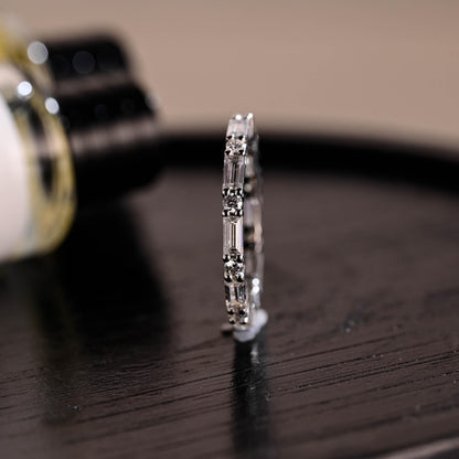 Solid Gold 2x4mm Baguette Moissanite Eternity Band, Stackable Wedding Ring