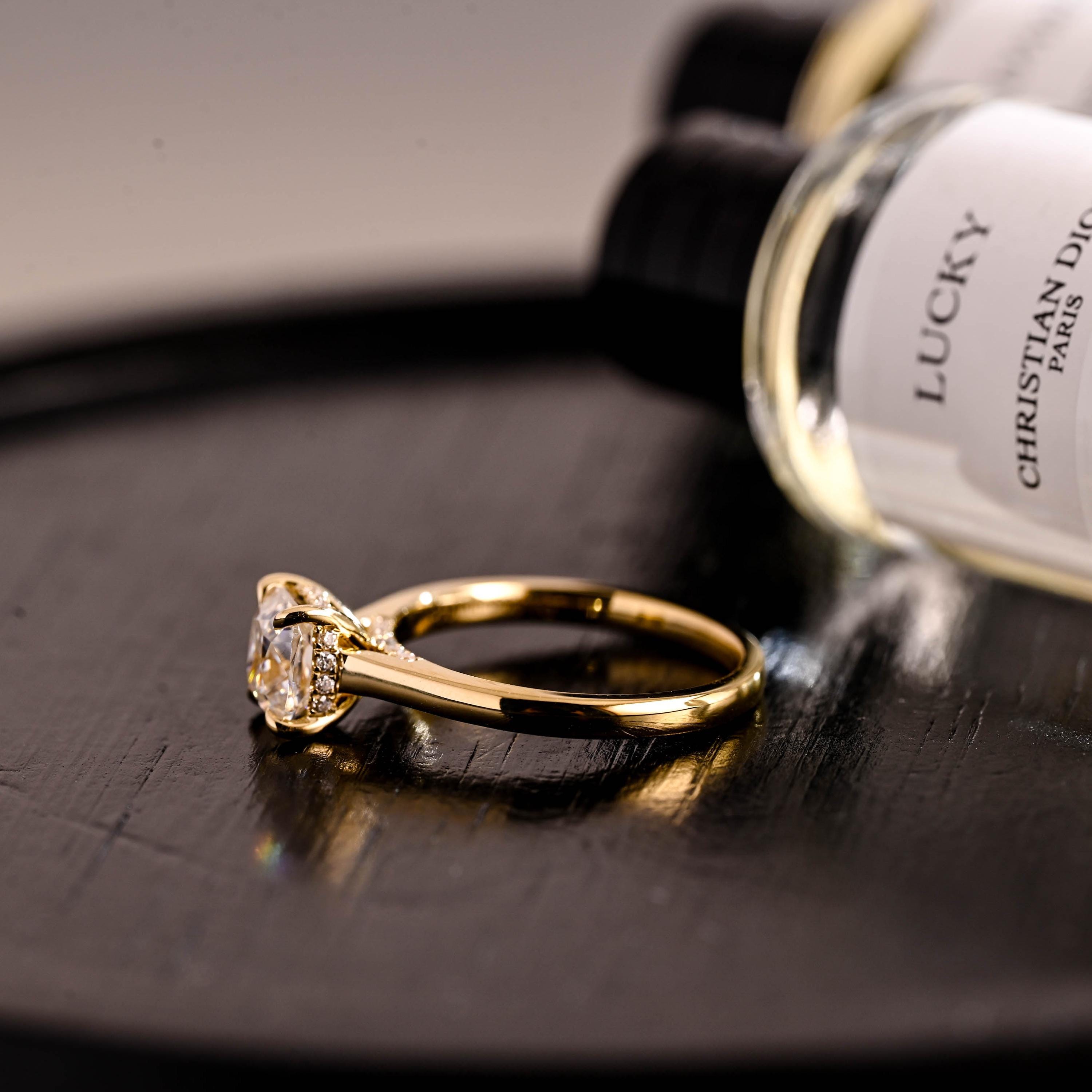 Solid Gold Elongated Cushion Cut Moissanite Engagement Ring, Pave Set Cushion Cut Wedding Ring, Hidden Halo Anniversary Moissanite Ring