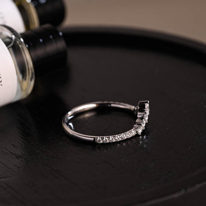 Curved Solid Gold Moissanite Wedding Band, Stacking Ring