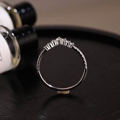 Curved Solid Gold Moissanite Wedding Band, Stacking Ring
