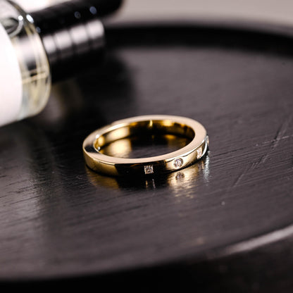 Solid Gold Moissanite Wedding Band, Thick Stackable Anniversary Ring
