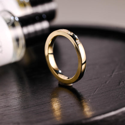 Solid Gold Moissanite Wedding Band, Thick Stackable Anniversary Ring