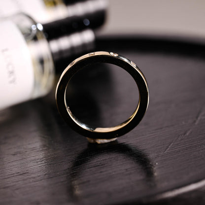 Solid Gold Moissanite Wedding Band, Thick Stackable Anniversary Ring