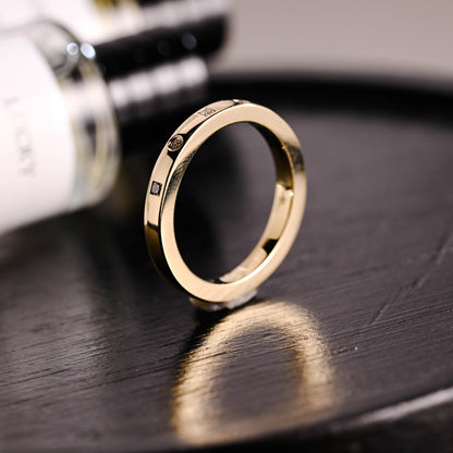 Solid Gold Moissanite Wedding Band, Thick Stackable Anniversary Ring