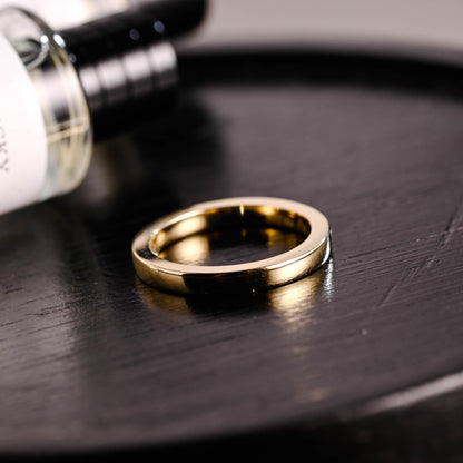 Solid Gold Moissanite Wedding Band, Thick Stackable Anniversary Ring