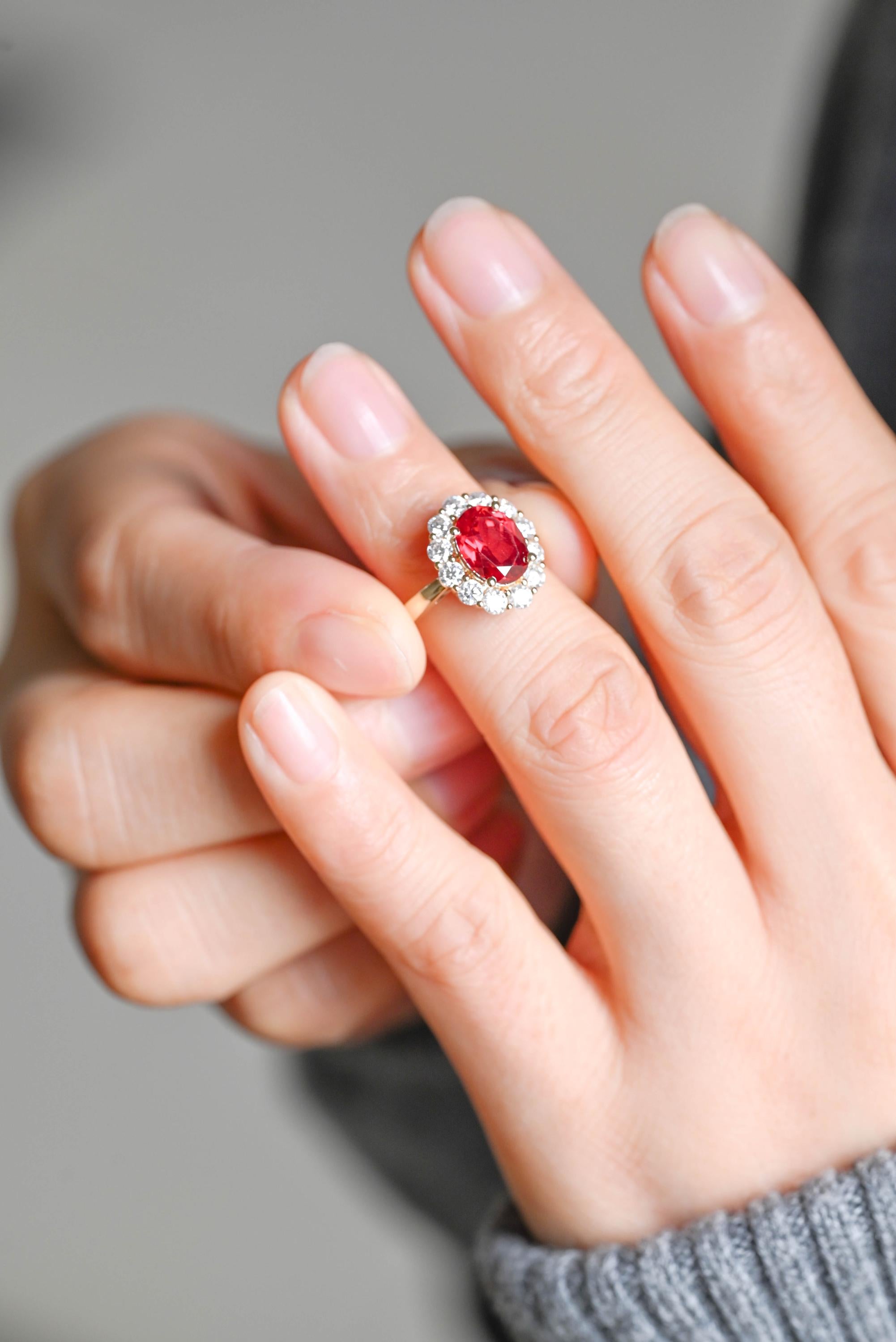 Solid Gold Oval Cut Lab-Grown Ruby Engagement Ring, Proposal Ring, Promise Ring, Art Deco Ring, Anniversary/ Birthday Gift for Women, Wife
