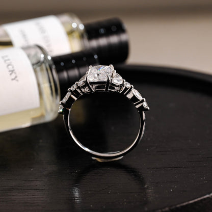 Solid Gold Radiant Cut Moissanite Engagement Ring, Anniversary Gift for Women