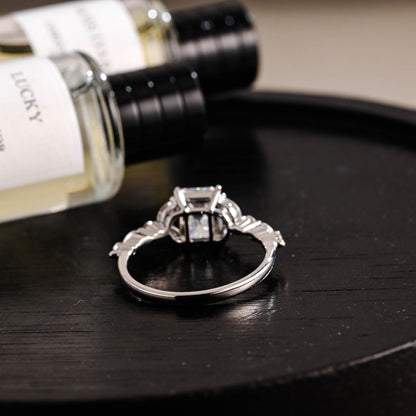 Solid Gold Radiant Cut Moissanite Engagement Ring, Anniversary Gift for Women