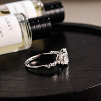 Solid Gold Radiant Cut Moissanite Engagement Ring, Anniversary Gift for Women