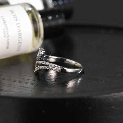 Solid Gold Round Cut Moissanite Wedding Band, Unique Anniversary Ring