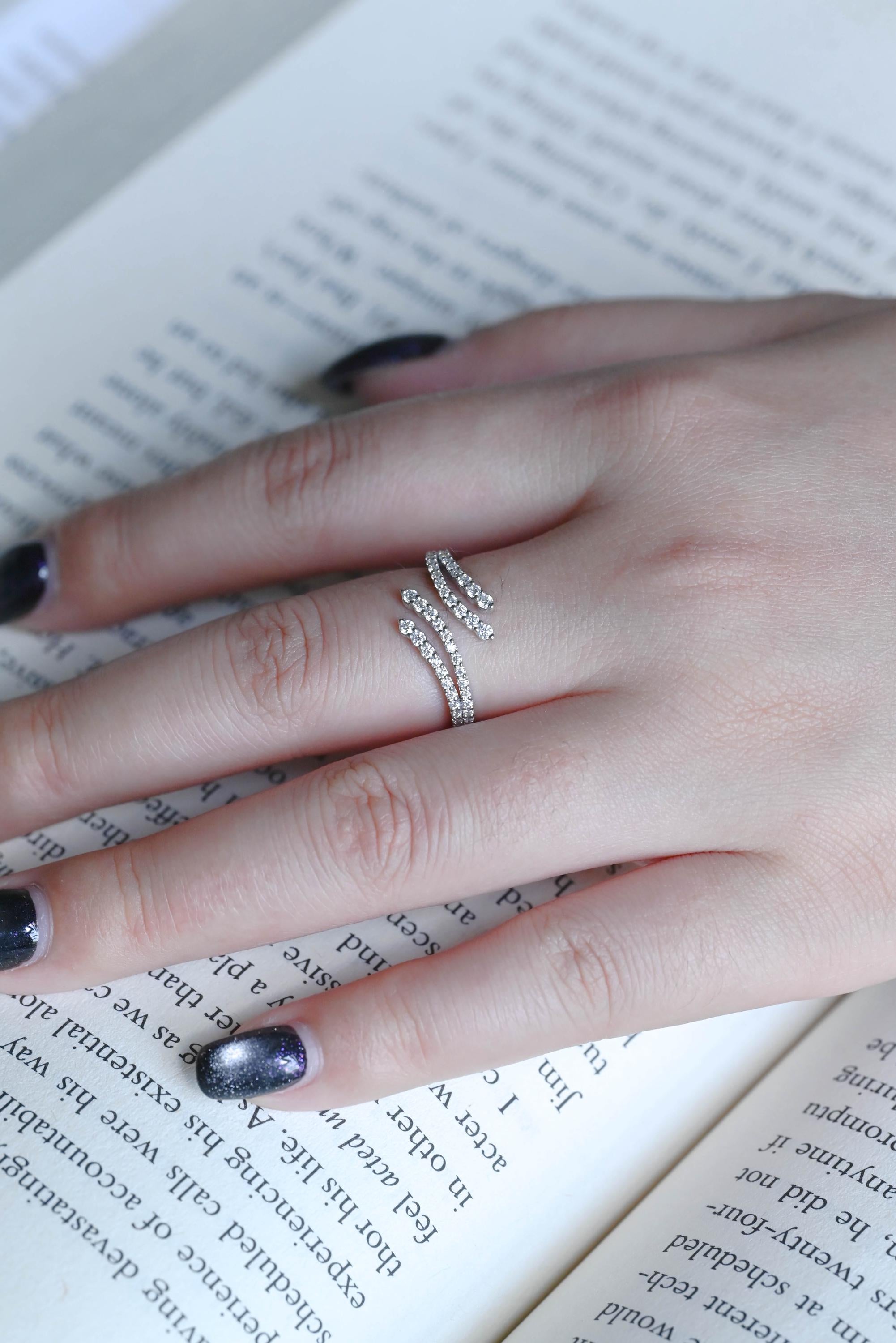 Solid Gold Round Cut Moissanite Wedding Band, Unique Anniversary Ring
