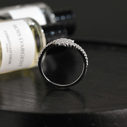 Solid Gold Round Cut Moissanite Wedding Band, Unique Anniversary Ring
