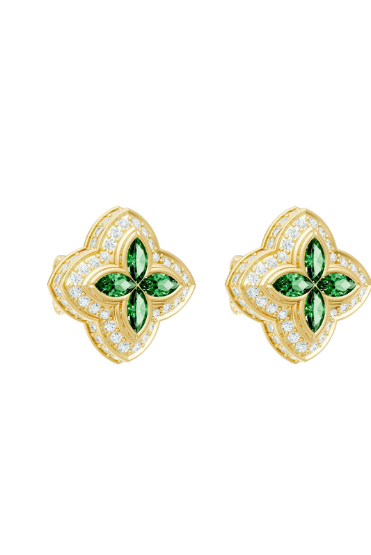 Dark Green Candy Iced Moissanite VVS Diamond Earrings