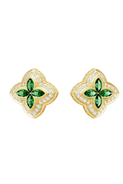 Dark Green Candy Iced Moissanite VVS Diamond Earrings