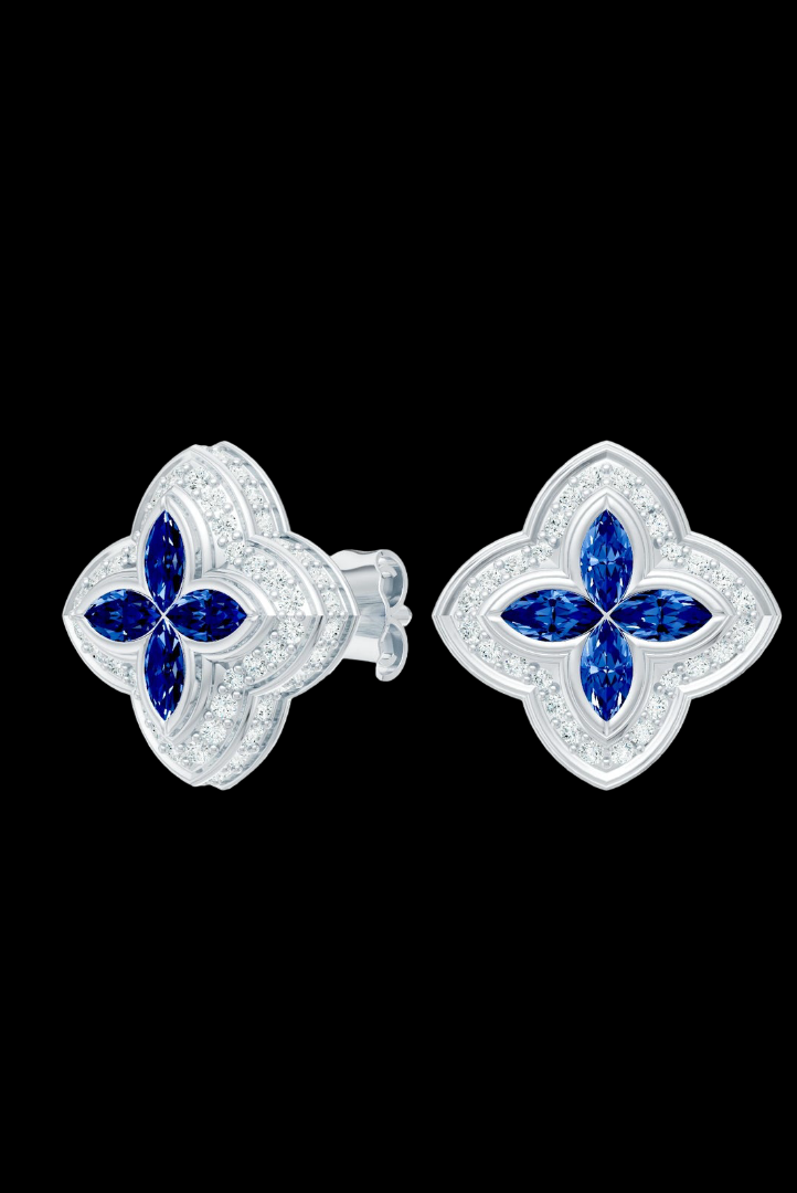 Iced Out Blue Candy Moissanite VVS Diamond Women's Earrings