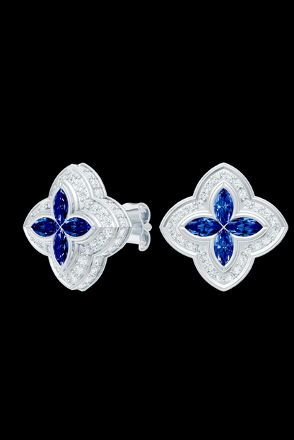 Iced Out Blue Candy Moissanite VVS Diamond Women's Earrings