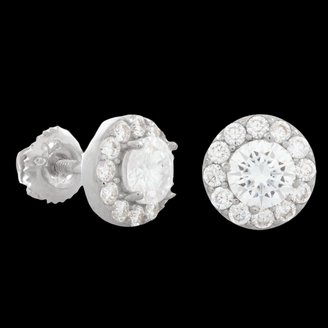 1 CT Diamond Iced Out Round Diamond Bazzle Errings
