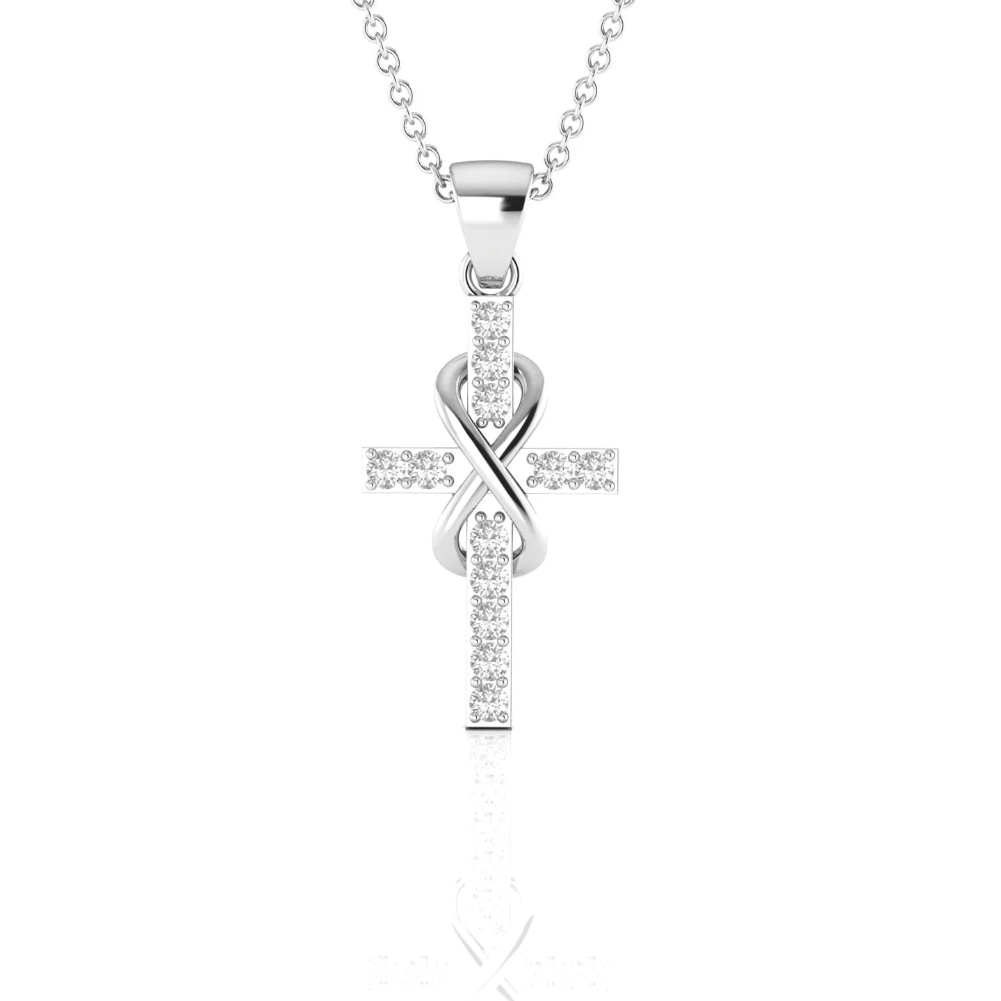Iced-Out 0.4 CT Round VVS Moissanite Diamond Infinity Cross Pendant