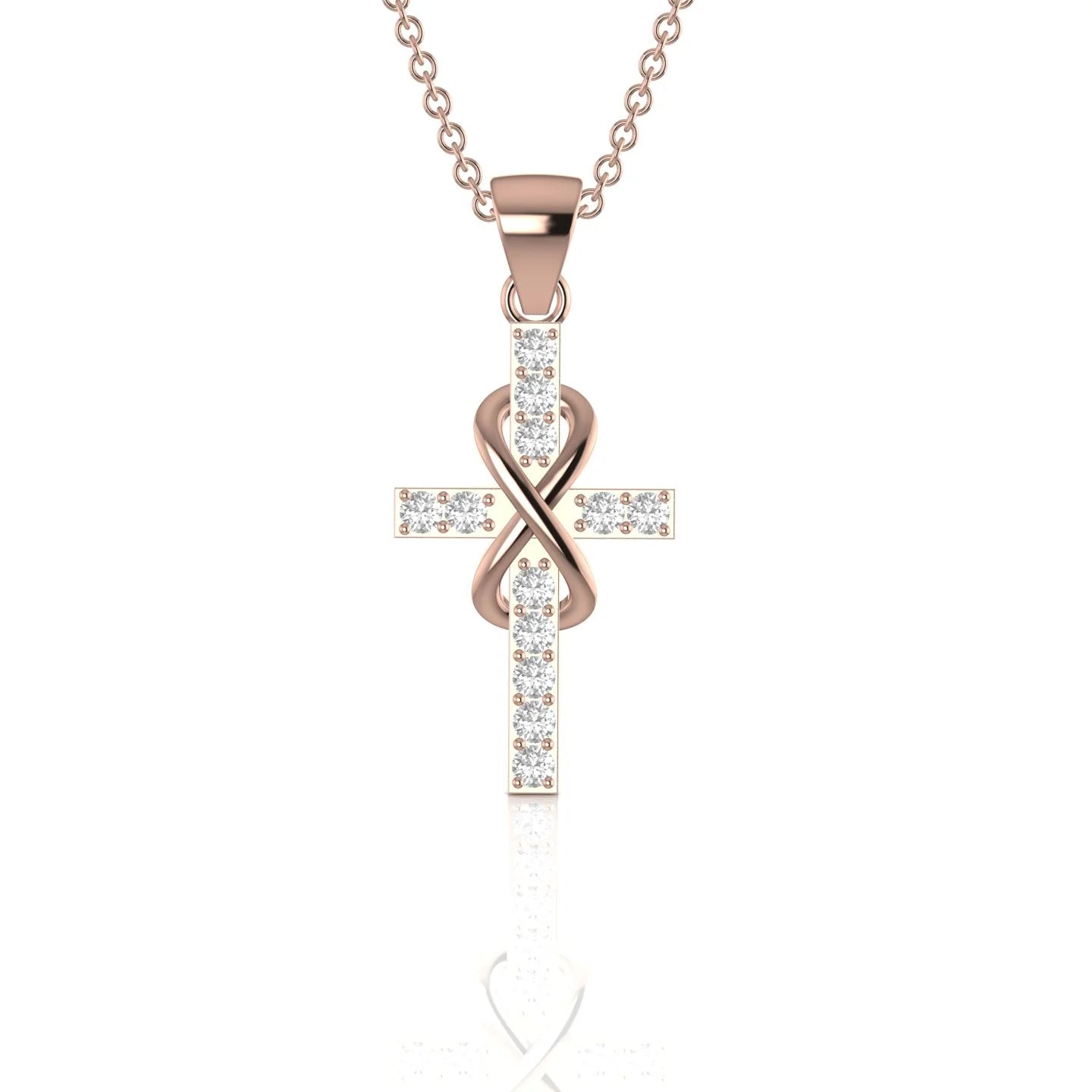 Iced-Out 0.4 CT Round VVS Moissanite Diamond Infinity Cross Pendant