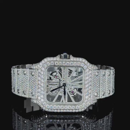 Cartier Full White with Skeleton Dial Moissanite Diamond Watch