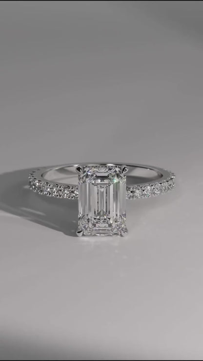 Emerald Cut 2 CT Lab Grown Diamond Simple Solitaire Engagement Ring