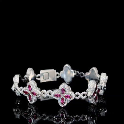Iced Out Women Pink Trendy Candy Infinity Link Moissanite Diamond Bracelet