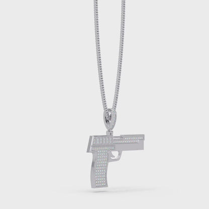 Luxury Pistol-Style Moissanite Pendant Hip-Hop Iced Jewelry
