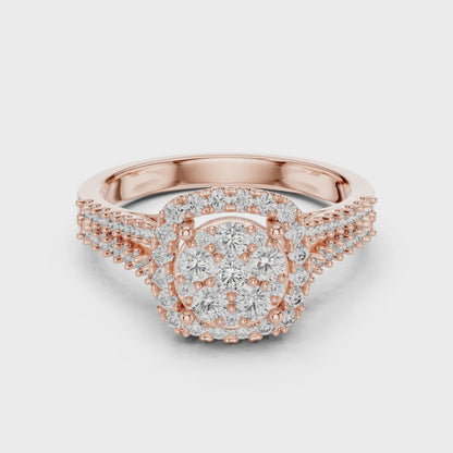 0.2 CT Lab Grown Diamond Heart Shape Crown Solitaire Pave Band Wedding Ring