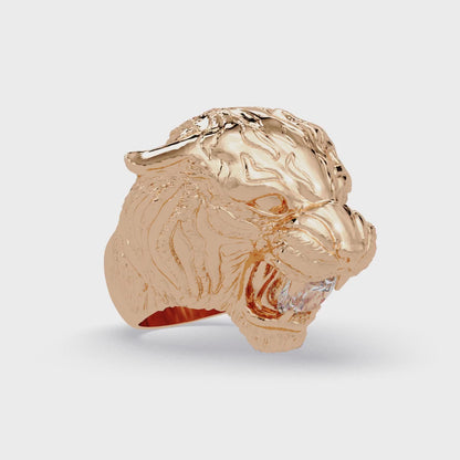 Elegant 2-Carat Round-Cut VVS Moissanite Diamond “Roaring Lion” Statement Ring
