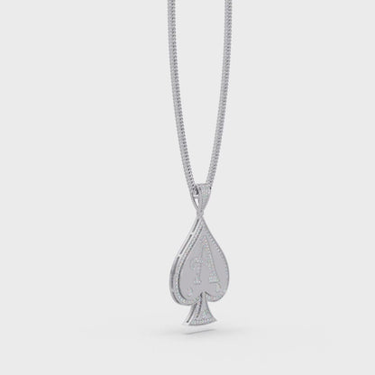 Ace “A” Font Custom  VVS Moissanite Diamond Spade Pendant Necklace