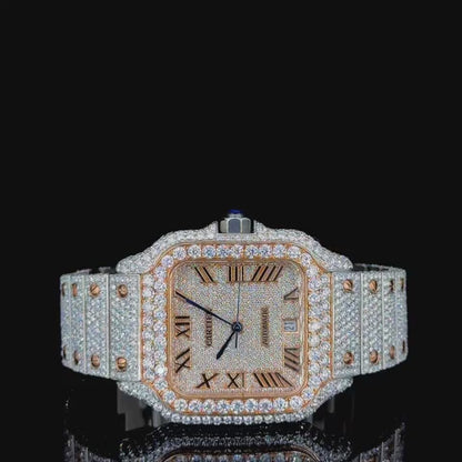 Cartier Rose White with Roman Dial Moissanite Diamond Watch