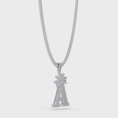Crown A Initial Pendant VVS Moissanite Diamond Custom Letter Charm