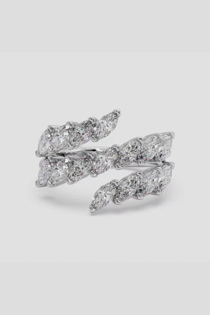 0.25 CT Marquise Cut Lab Grown Diamond Triple Band Modern Cocktail Statement Ring