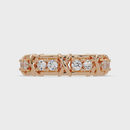 Round Cut VVS Moissanite Diamond Criss-Cross Unisex Ring