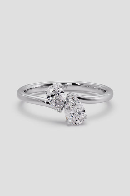 0.6 CT Pear Cut Lab Grown Diamond Solitaire Unique Design Daily Wear Ring