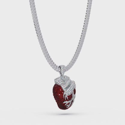 Iced-Out Custom Red Heart VVS Moissanite Diamond Pendant