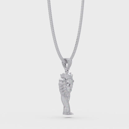 Crowned Lion King VVS Moissanite Diamond Pendant Royal Statement Jewelry