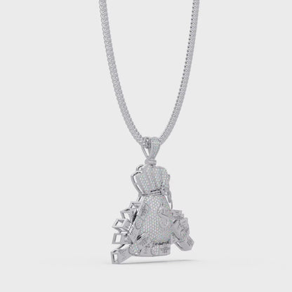 Money Bag Dollar Sign Pendant VVS Moissanite Diamonds