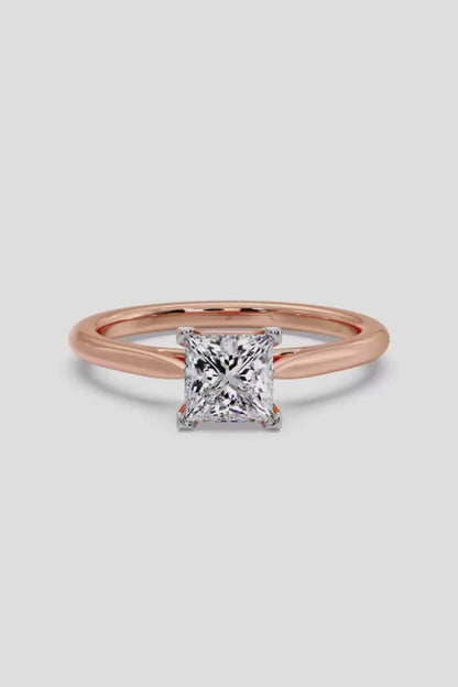 1 CT Princess Cut Lab Grown Diamond Prong Set Simple Solitaire Ring